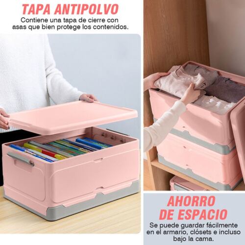 Caja Almacenamiento Plegable Plástico Organizador Con Tapa Azul