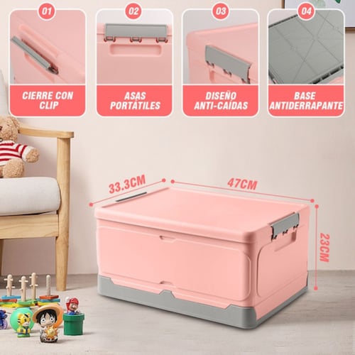 Caja Almacenamiento Plegable Plástico Organizador Con Tapa Azul