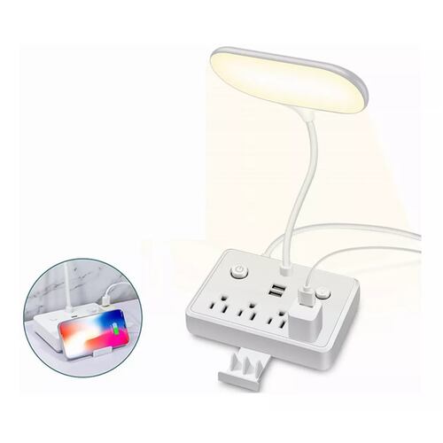 Regleta Multicontacto Usb Con Lámpara De Mesa,extension Usb