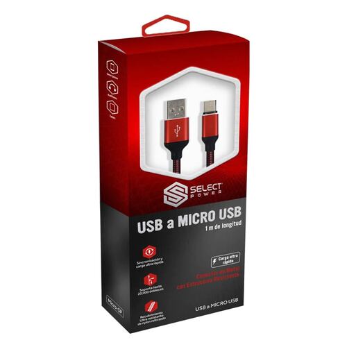Select Power Cable Cargador Datos De Usb a V8 1 Metro Micro-SP 