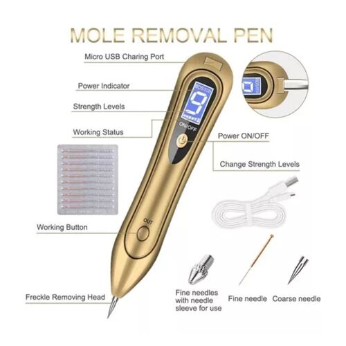 Cauterizador Quita Manchas Pecas Verrugas Tatuajes Con Luces Dorado