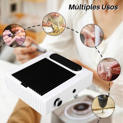 Extractor De Polvo De Uñas Profesional 80w Con 2 Filtro Blanco
