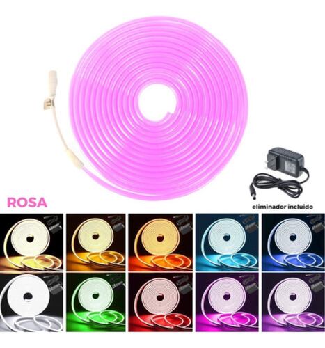 Tira Led Neón Flex Unicolor Decorativa 5 Metros Rosa