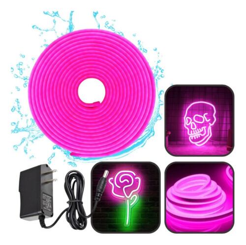 Tira Led Neón Flex Unicolor Decorativa 5 Metros Rosa