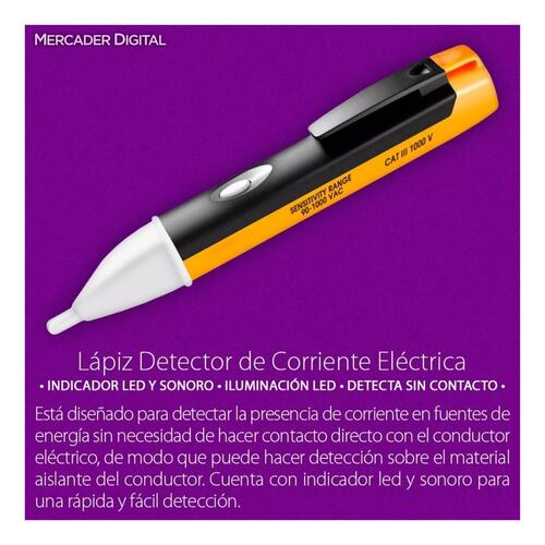 Lapiz Detector De Voltaje 90-1000 Ac Probador De Corriente Naranja/Negro