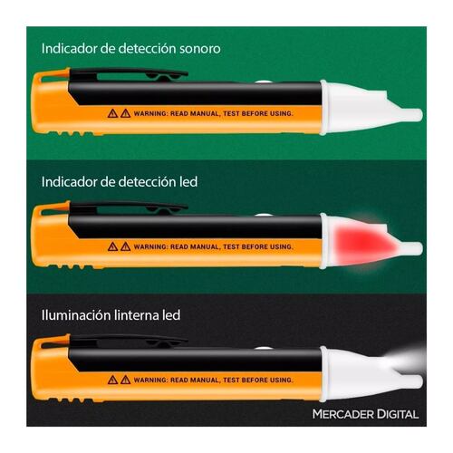 Lapiz Detector De Voltaje 90-1000 Ac Probador De Corriente Naranja/Negro