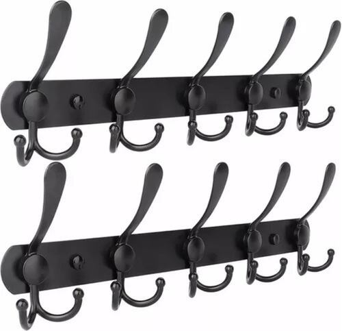Ganchos Para Percheros Multifunción Montado En Pared 2 Pcs Negro