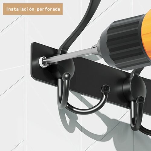 Ganchos Para Percheros Multifunción Montado En Pared 2 Pcs Negro