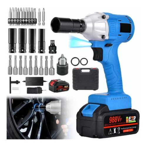 Llave De Impacto Inalámbrico 500n.m 4000mah Kit, Batería + Caja Azul