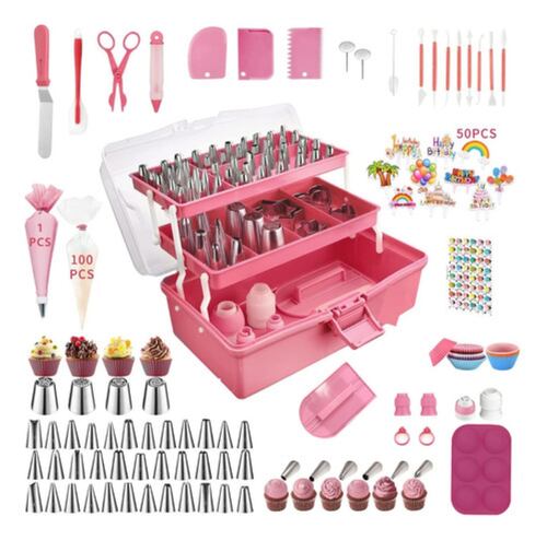 Kit De Decoración Pasteles 337pcs Accesorios Para Reposteria Rosa