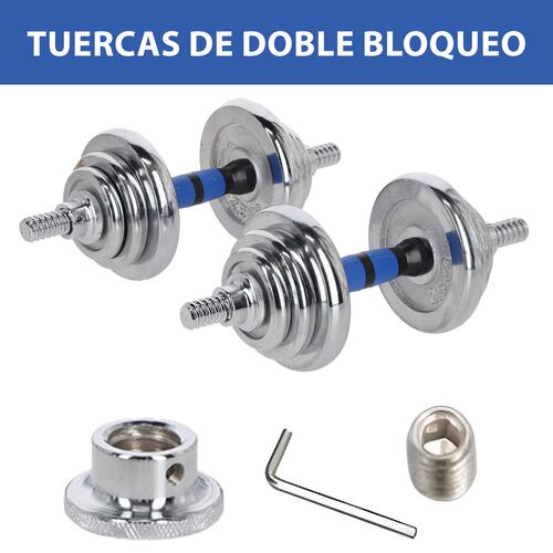 Kit mancuernas Pesas Barra 3 en 1 Multi Uso ajustable hasta 30 Kilos.