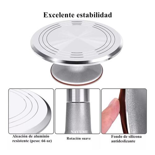 Set 357 Base Metal Giratoria, Espátula Y Duyas Pastelería 
