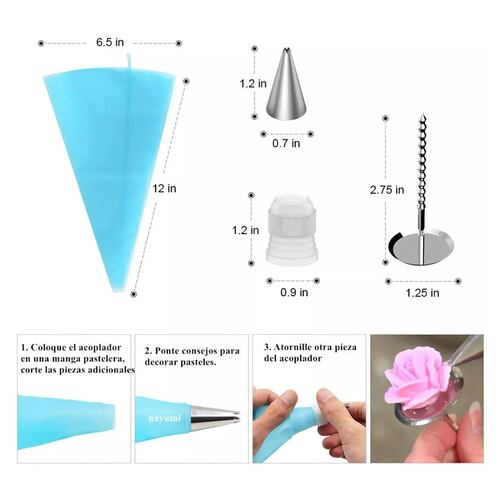 Set Base Giratoria Metálica P/decoración Pastel Duyas Espátu
