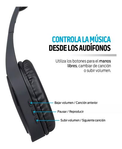 Redlemon Audífonos Bluetooth Inalámbricos Hd De Diadema Color Negro.