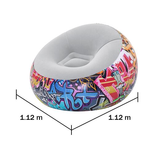 Sillón Inflable Silla Aterciopelada Puff Graffiti + Bomba.
