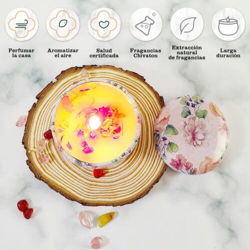 4 Piezas Velas Aromáticas De Cera De Soja  Flores rosa/Morado