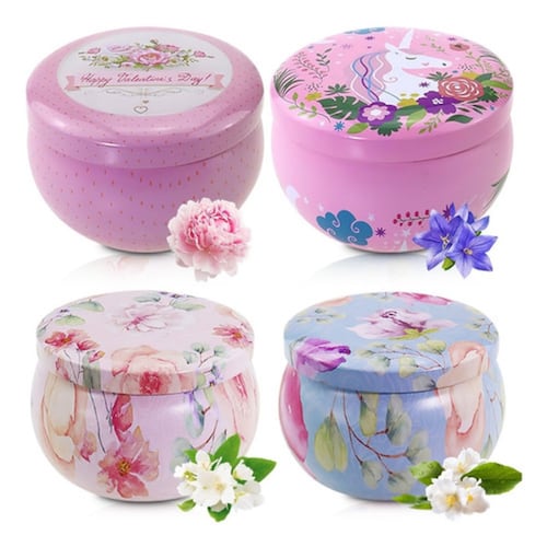 4 Piezas Velas Aromáticas De Cera De Soja  Flores rosa/Morado