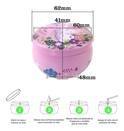 4 Piezas Velas Aromáticas De Cera De Soja  Flores rosa/Morado