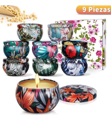 Velas De Aromáticas Cera De Soja Para Aromaterapia 9 Piezas