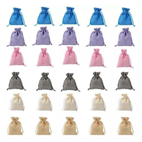 30 Bolsas Costales Yute Con Cordón Dulceros Regalo Recuerdo Colores 