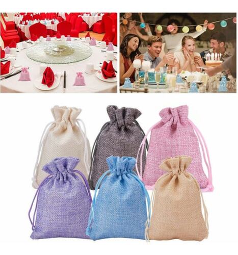 30 Bolsas Costales Yute Con Cordón Dulceros Regalo Recuerdo Colores 