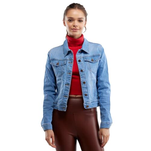 Chamarra marca Holly Land de mezclilla azul o denim, para mujer, mod. 1093511