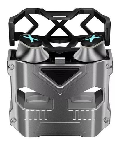 Audífonos in-ear gamer inalámbricos Novamos K89 Pro gris metalizado con luz rgb LED
