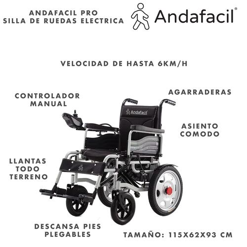 Andafacil Pro - Silla de Ruedas Electrica | Moderna, Plegable, Todo Terreno.