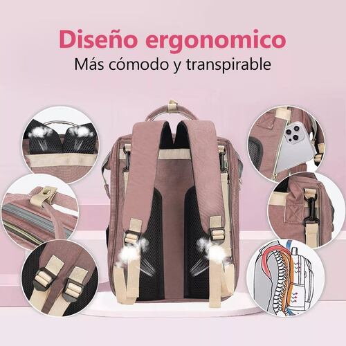Pañalera multifunción rosa/gris