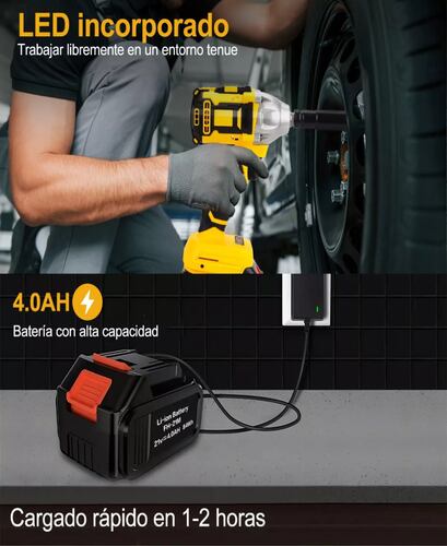 Kit Pistola Impacto Llave Inalámbrica Batería 4.0ah 520n.m