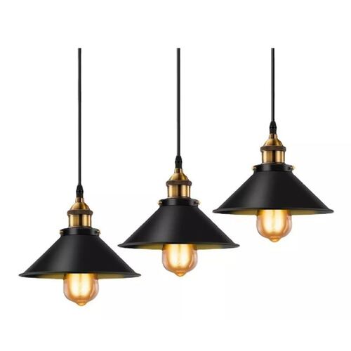 3 lamparas industriales de iluminación para el hogar NEGRO