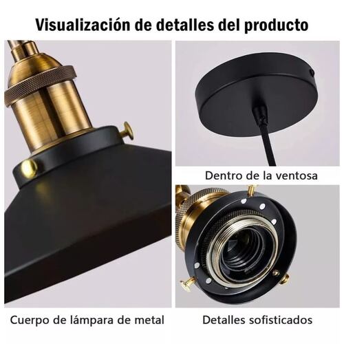 3 lamparas industriales de iluminación para el hogar NEGRO