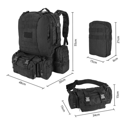 Mochila Táctica 4 en 1 impermeable Negra