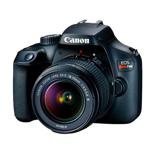 Camara Canon EOS Rebel Kit T100 Con Lente EF-S 18-55 mm f/3.5-5.6 III, Color Negro 