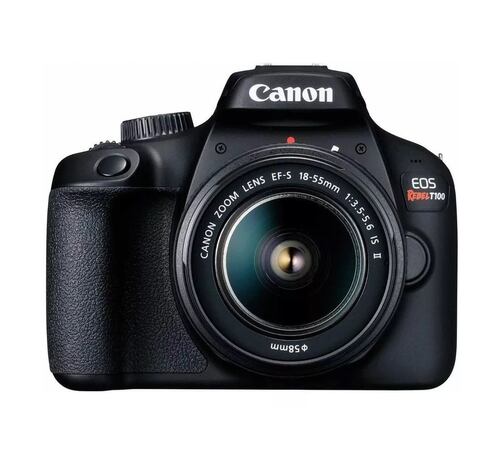 Camara Canon EOS Rebel Kit T100 Con Lente EF-S 18-55 mm f/3.5-5.6 III, Color Negro 
