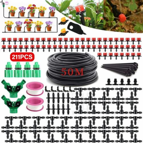 Sistema De Riego Automático Ahorrador Por Goteo 50m, 211 Pcs Negro