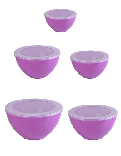 AGBOX Set De 5 Bowls De Plástico Con Tapa ABOX-201.