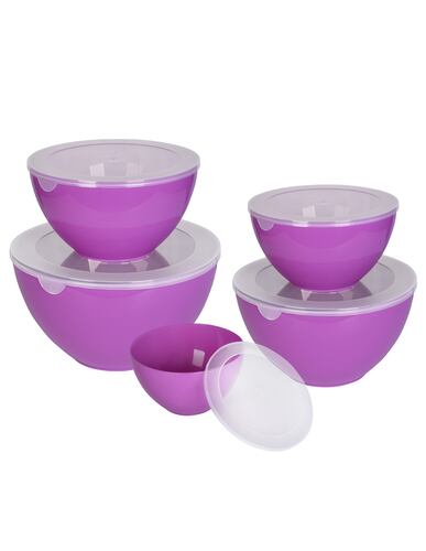 AGBOX Set De 5 Bowls De Plástico Con Tapa ABOX-201.