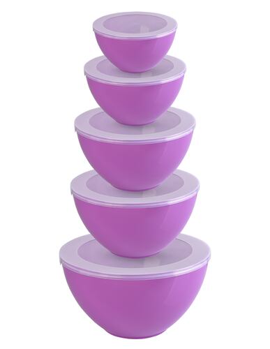 AGBOX Set De 5 Bowls De Plástico Con Tapa ABOX-201.