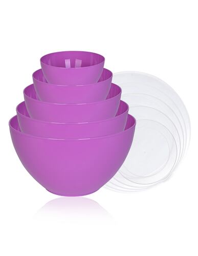 AGBOX Set De 5 Bowls De Plástico Con Tapa ABOX-201.