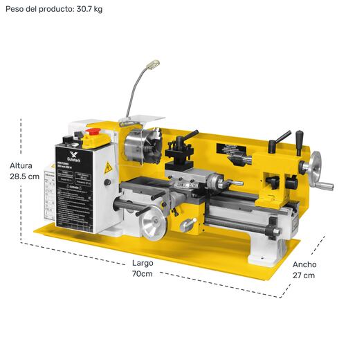 Mini Torno Metal 46 Pz Torneado Acero 550w 2500rpm 9 Buriles