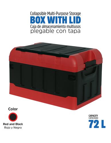 AGBOX Caja De Almacenamiento Plegable Organizador Con Tapa 72 Litros AG-S8597LB.