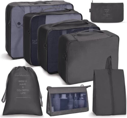 8 Piezas Bolsas Organizadoras De Maletas Para Viaje, Impermeble Beige