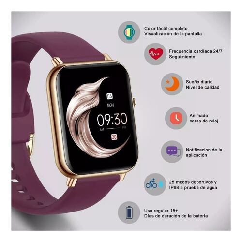Reloj Inteligente Smartwatch Impermeable Mujer Purpura
