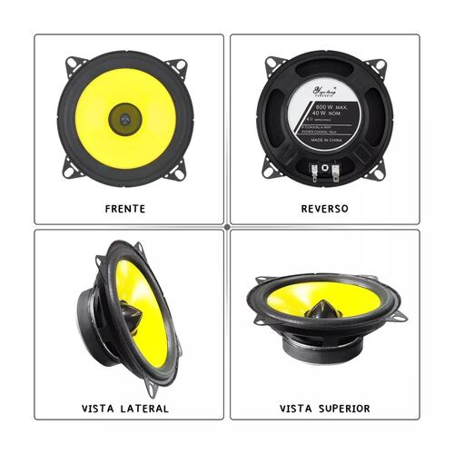 Altavoces De 4 Pulgadas Para Auto Car Audio Negro/Amarillo