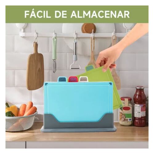 Tabla Para Picar Gruesas De Cocina con Base, 4 Piezas De Colores