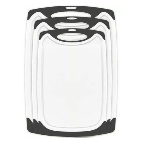 Set De 3 Tablas De Cocina Plástico Para Picar Cortar Con Asa Blanco/Negro