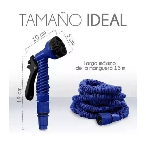 Manguera Expandible Flexible 15 Metros Con Aspersor Jardin Color Azul