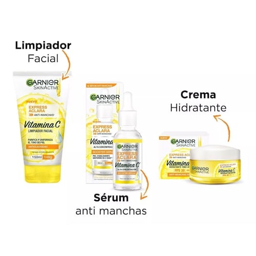 Kit garnier express Aclara Serum, crema, gel con vitamina C
