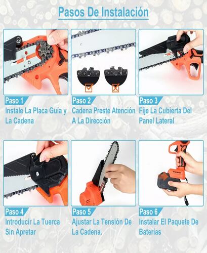 Motosierra Eléctrica Portátil 8 In Con 2 Baterías De 3000mah.